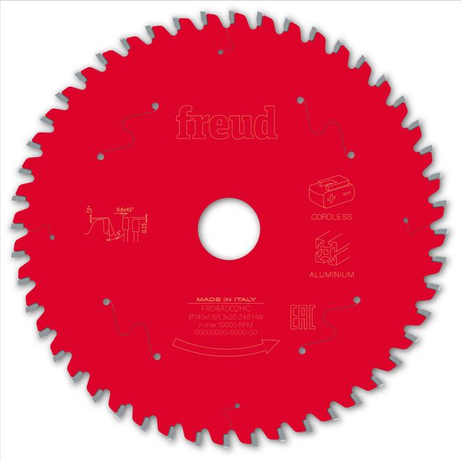 Hovedbilde 140x20 | Z48 | Tannbredde 1,8 mm | Aluminium | Freud Sagblad for batteridrevet Sirkelsag
