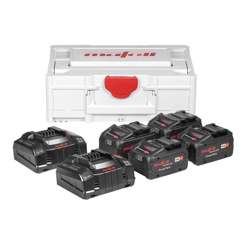MAFELL Power-Set 5 – 4 × 18 V / 5,5 Ah LiHD-batterier + 2 ladere – MAX3-kasse