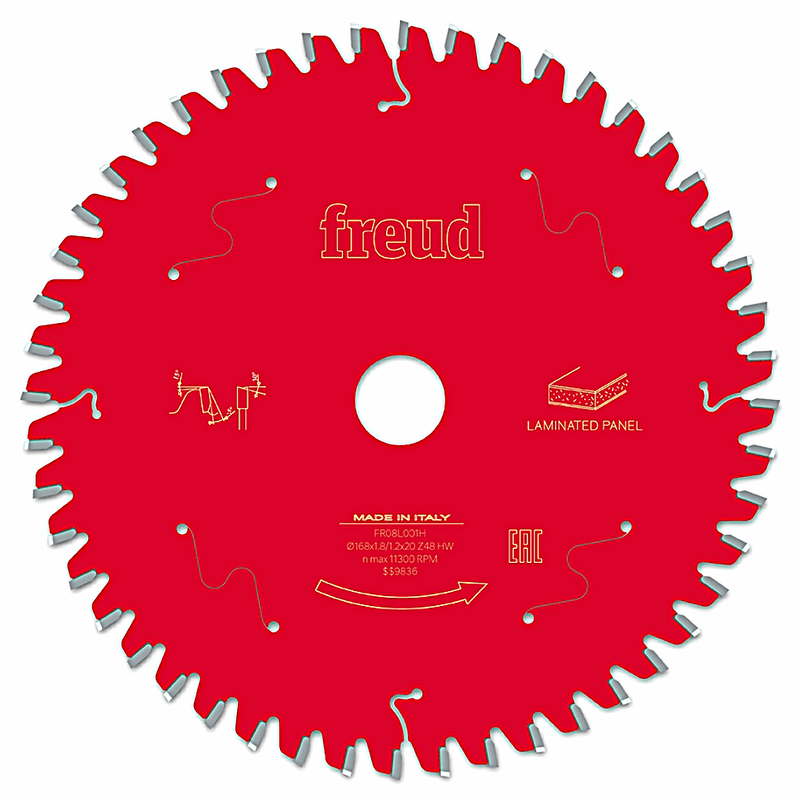 168x20 | Z48 | Tannbredde 1,8 mm | Laminat | Freud sagblad | Passer også Festool | Bordsag