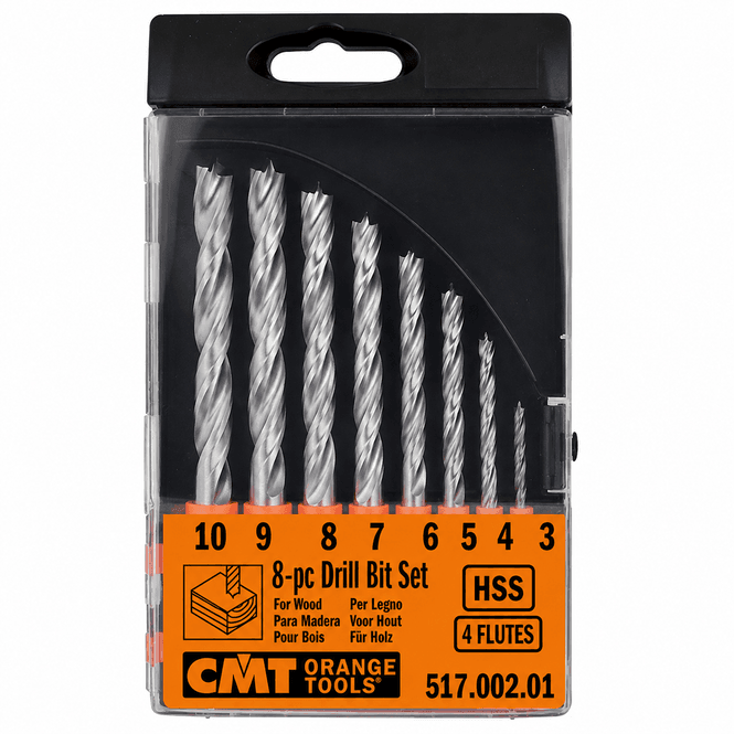 Hovedbilde CMT HSS Treborsett med senterspiss 3–10 mm – 8 deler